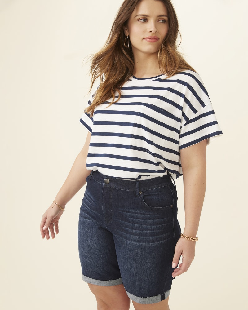 Front of plus size Ashley Flip Hem Bermuda Shorts by Meri Skye | Dia&Co | dia_product_style_image_id:188972